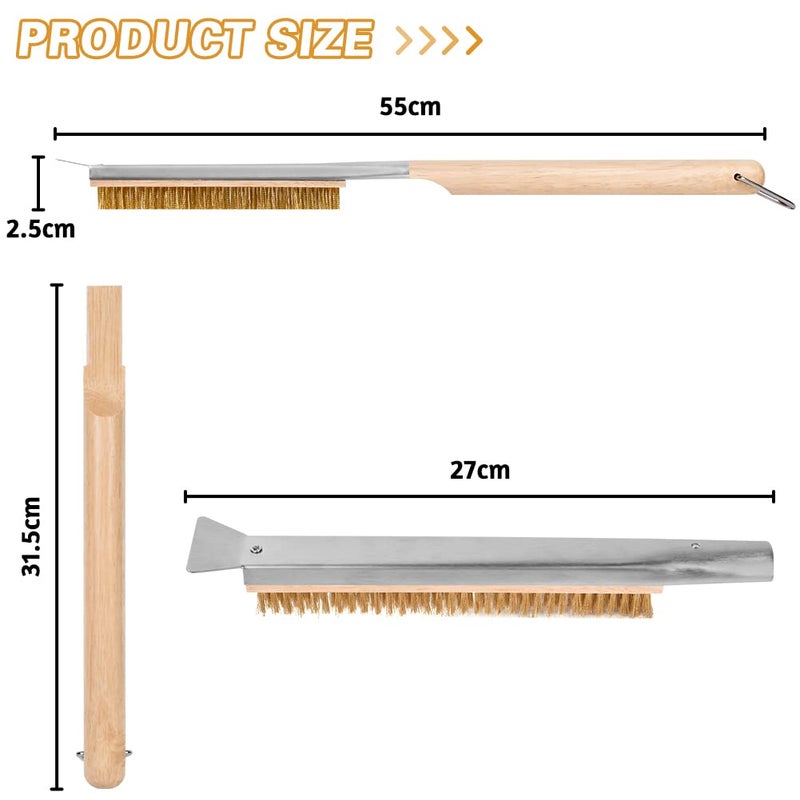 Aolso Pizza Oven Brush  21"" Brush and Stainless Steel Scraper for Pizza Stone  BBQ Grill Cleaning Brush Non Scratch Heat Proof Brass Bristles with Screwdriver  Outdoor Pizza Oven and Accessories - Image 2